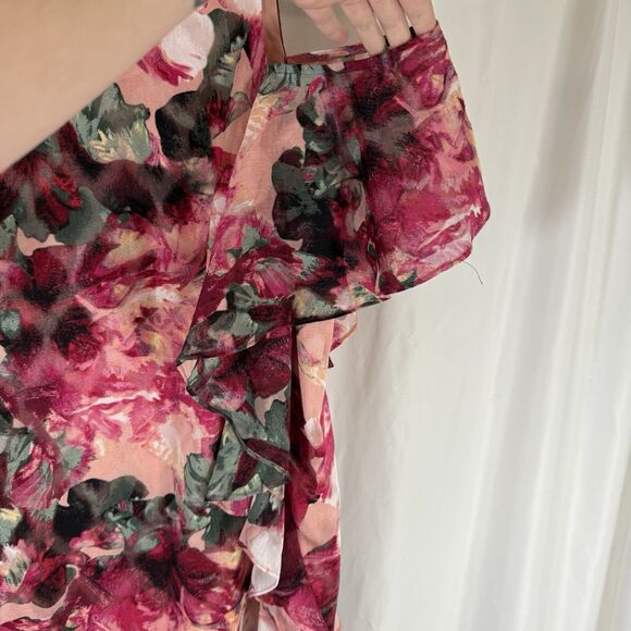 Tahari Arthur S Levine Dress Women's 12 Pink Floral Knee Length Zip Back Light - Picture 7 of 10